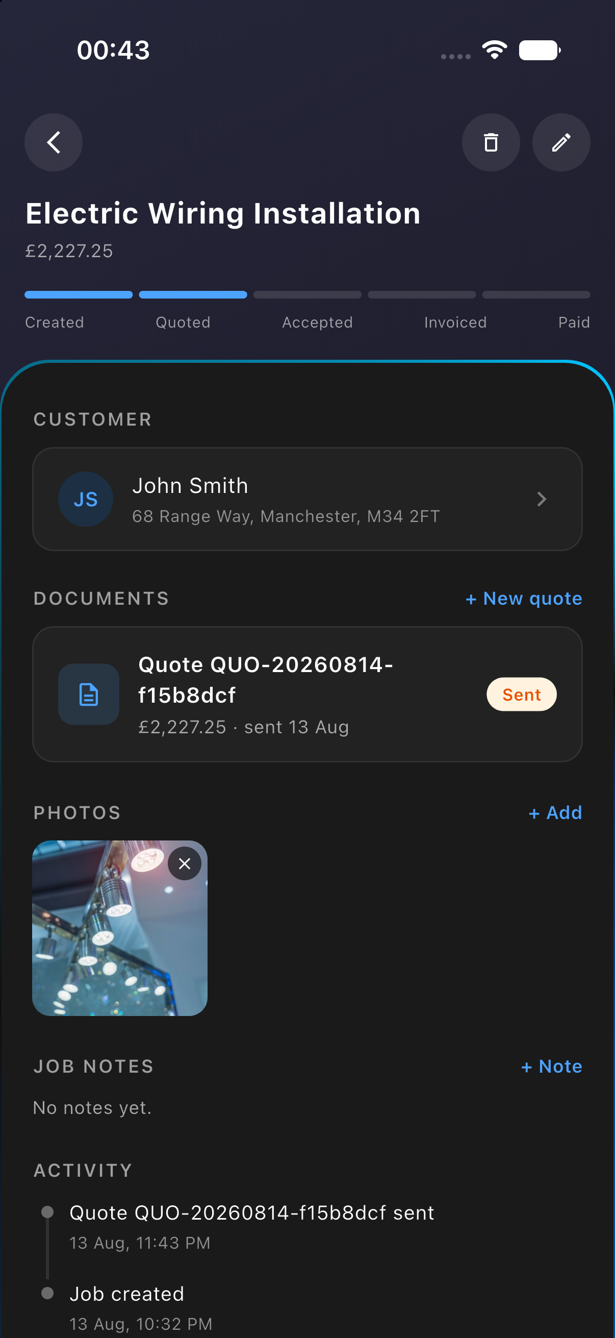 Job Details & Customer History